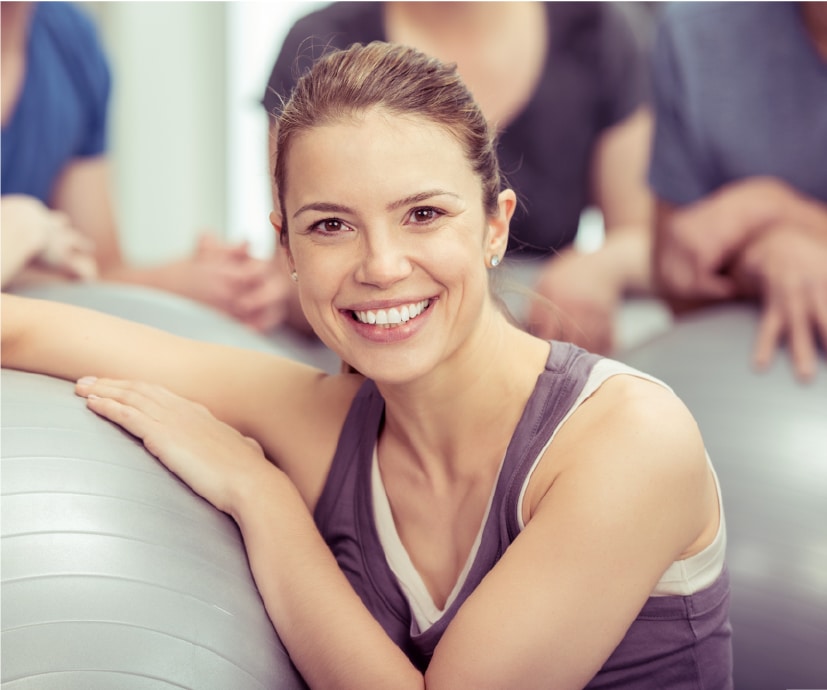 woman with exercise ball